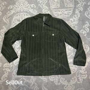 Fashion Bug Men's XL Green Corduroy Windbreaker Jacket Vintage Style